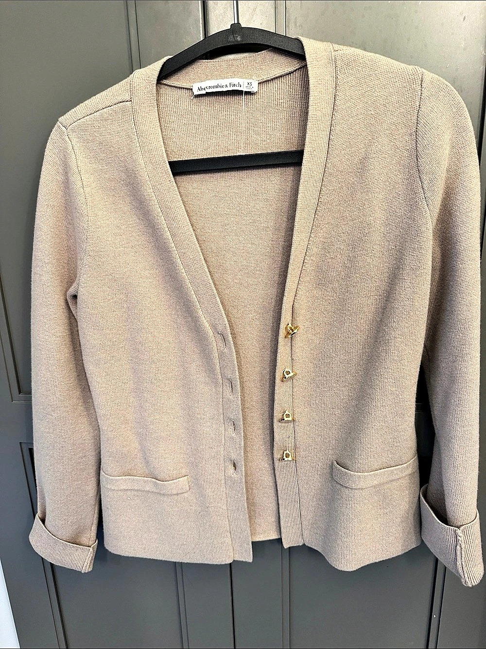 Abercrombie & Fitch Button Front Cardigan in Beige XS Like New